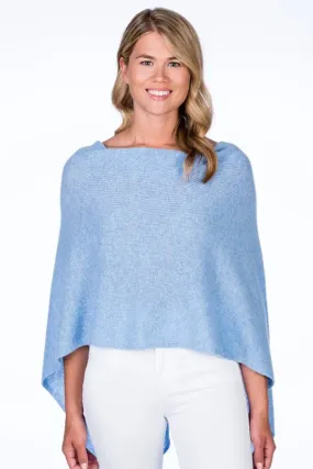 100% Cashmere Draped Dress Topper - Sky