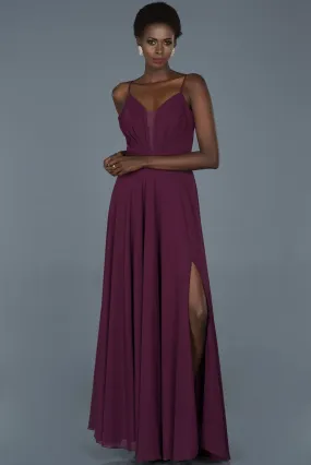 14496 Purple Chiffon Slit Dress