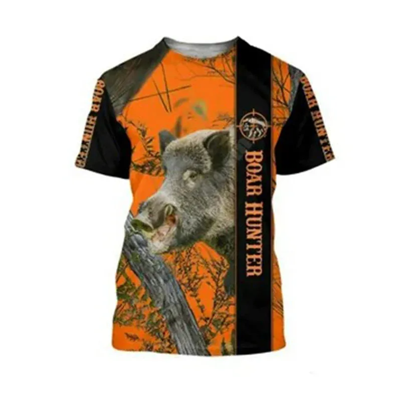 2xl-6xl Jungle Animal 3D Camouflage Print Men's Casual Round Neck Short Sleeve Quick Drying Oversized T-shirt.