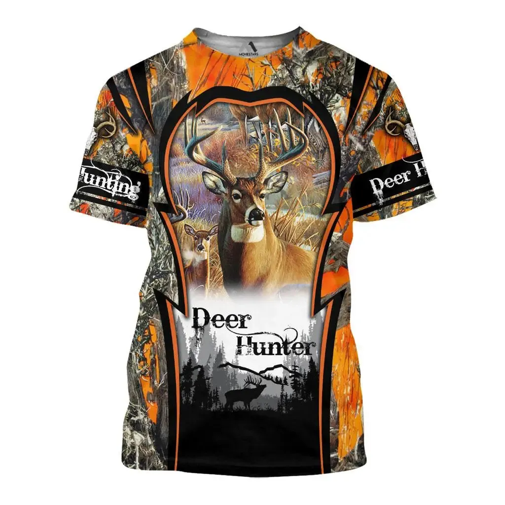 2xl-6xl Jungle Animal 3D Camouflage Print Men's Casual Round Neck Short Sleeve Quick Drying Oversized T-shirt.