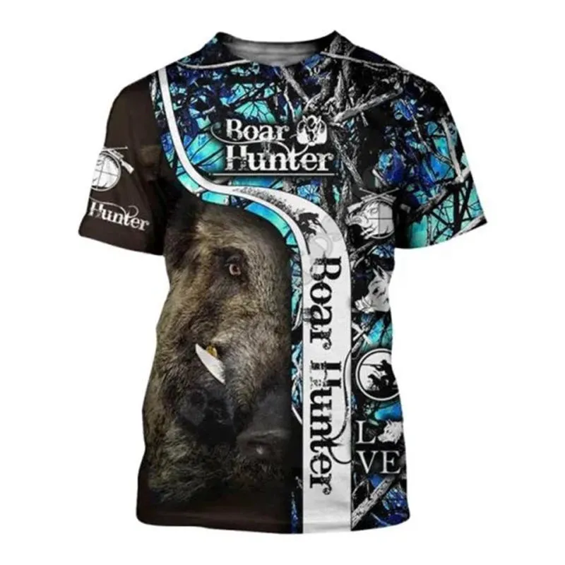 2xl-6xl Jungle Animal 3D Camouflage Print Men's Casual Round Neck Short Sleeve Quick Drying Oversized T-shirt.