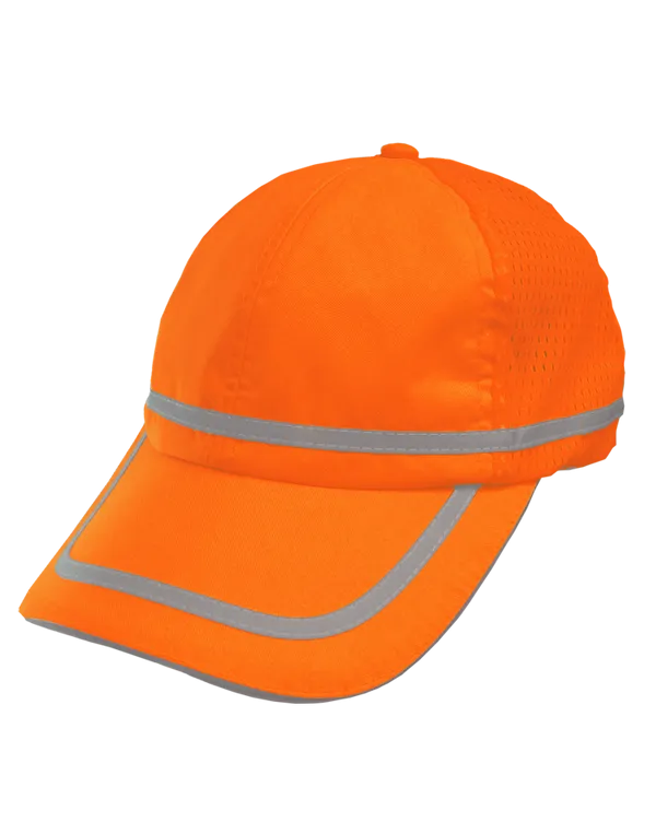 803STOR Safety Baseball Hat: Hi-Vis Orange Adjustable Cap: Cotton Sweatband