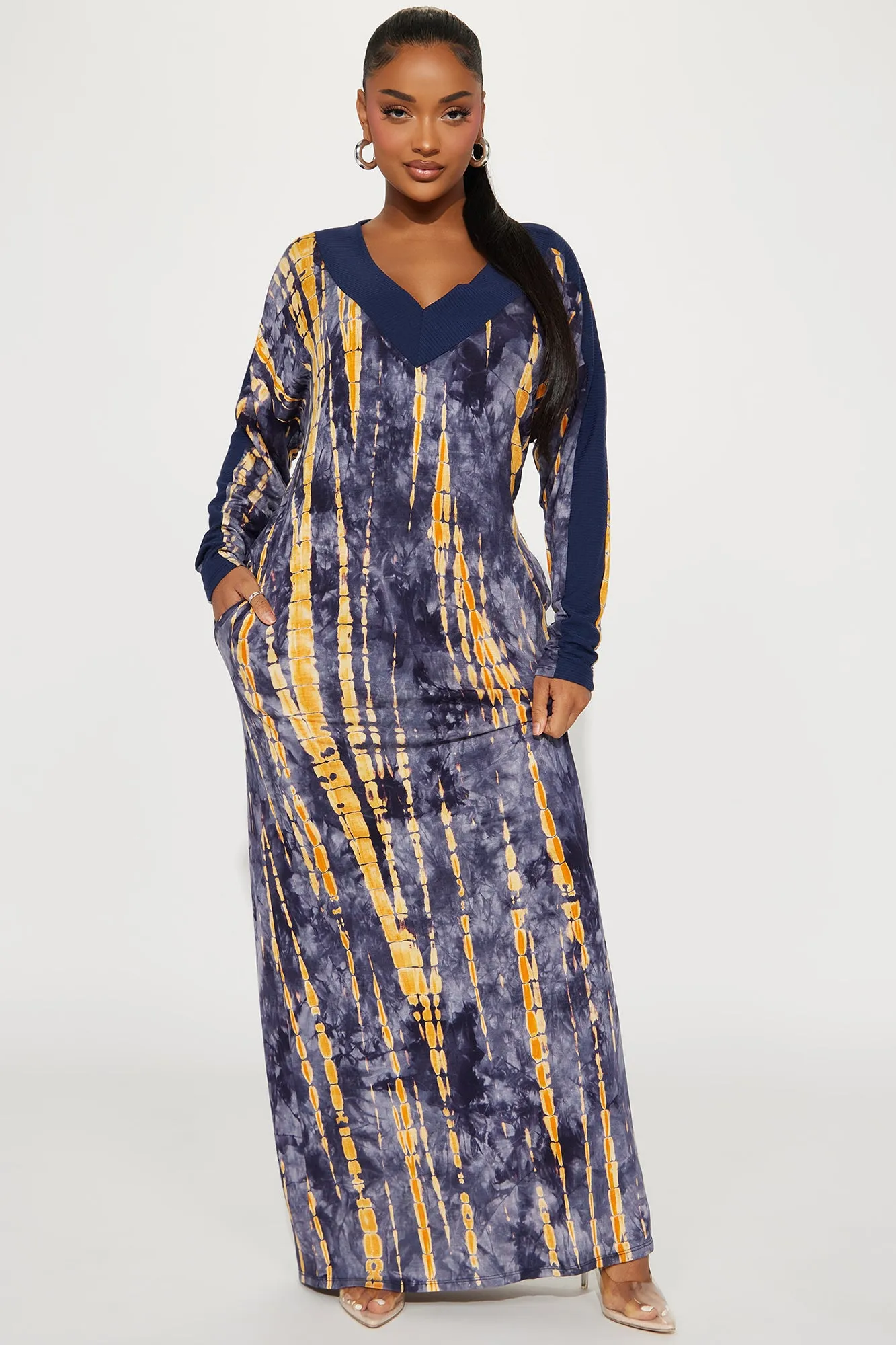 Abigail Tie Dye Maxi Dress - Navy