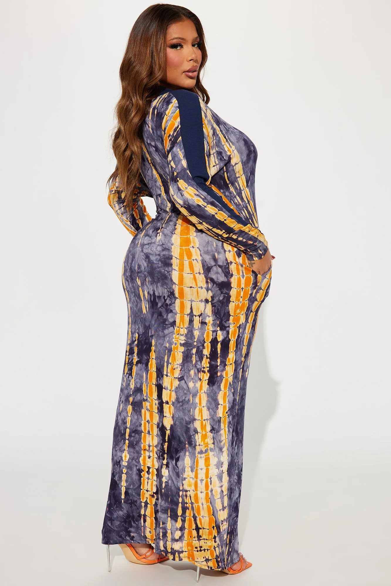 Abigail Tie Dye Maxi Dress - Navy