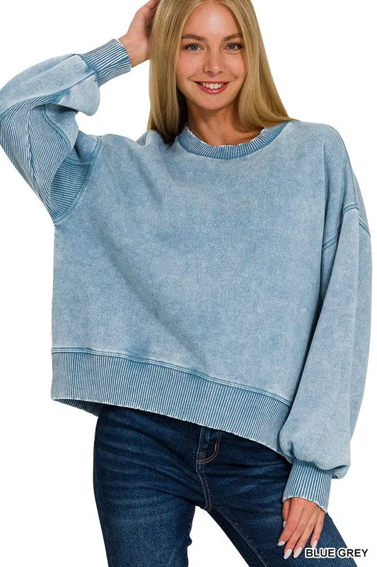 Acid Wash Oversized Pullover