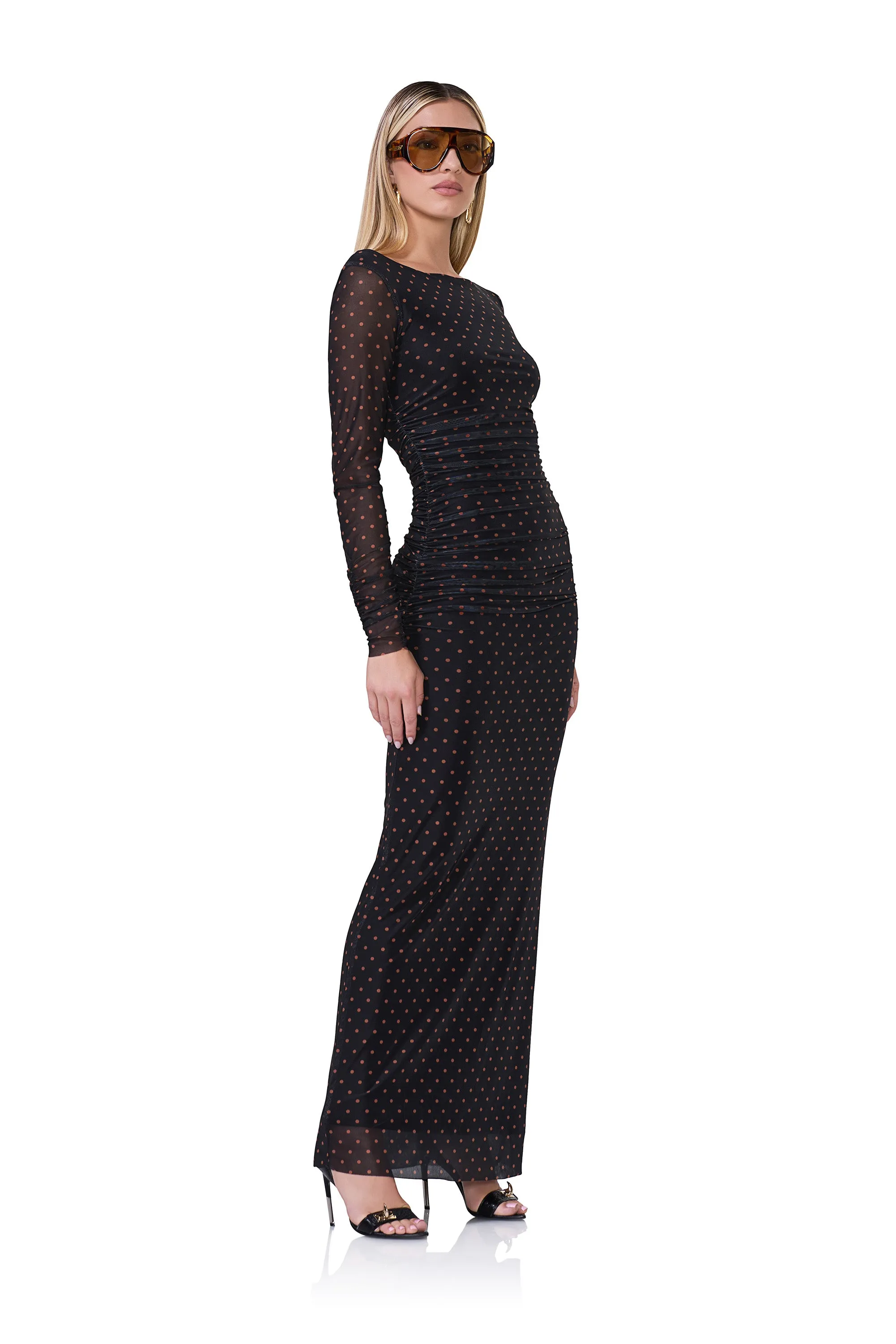 Adele Dress - Sepia Dot