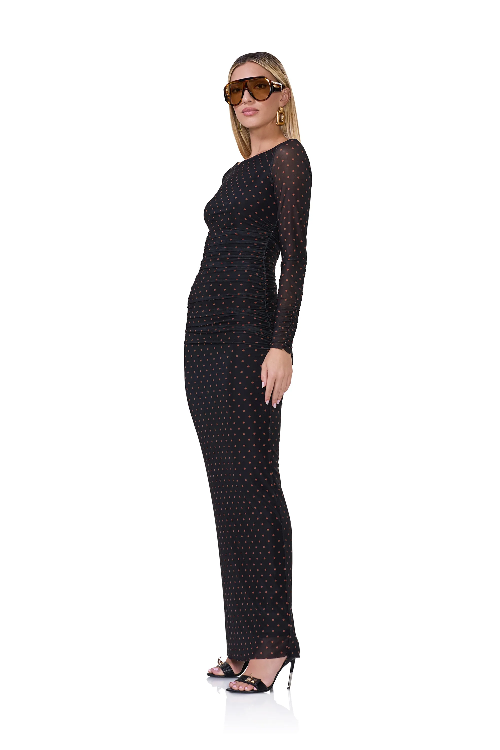 Adele Dress - Sepia Dot