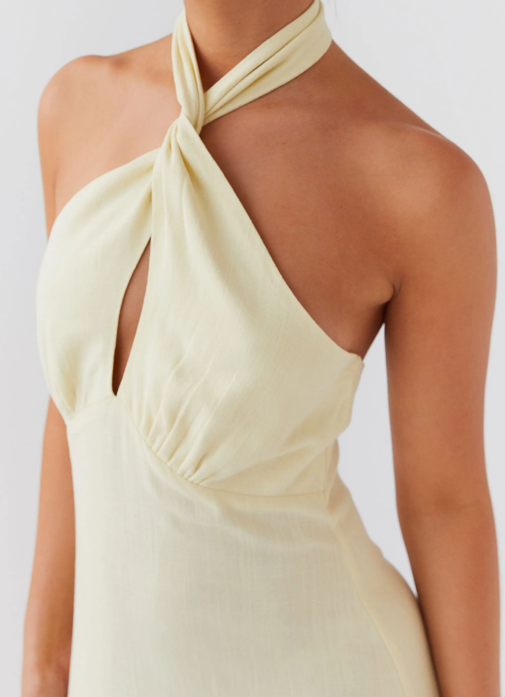 Adrienne Linen Maxi Dress - Lemon