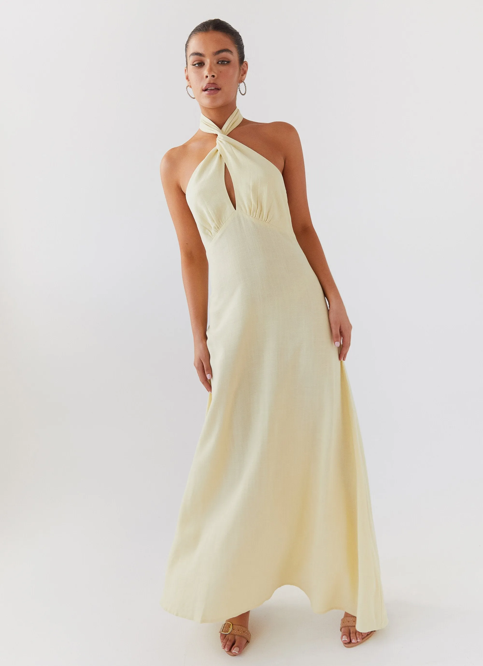 Adrienne Linen Maxi Dress - Lemon