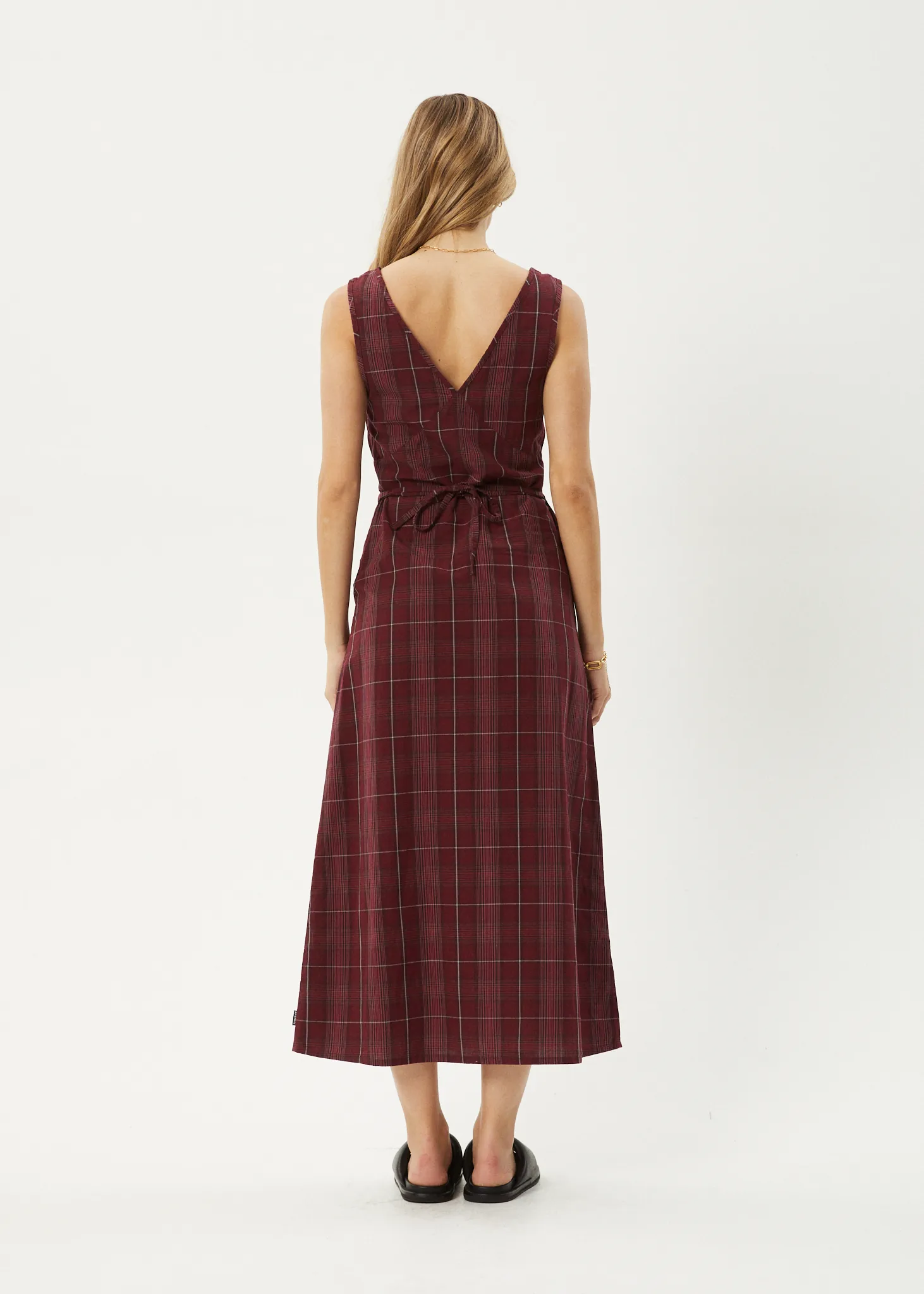 AFENDS Womens Eboni - Check Maxi Dress - Port