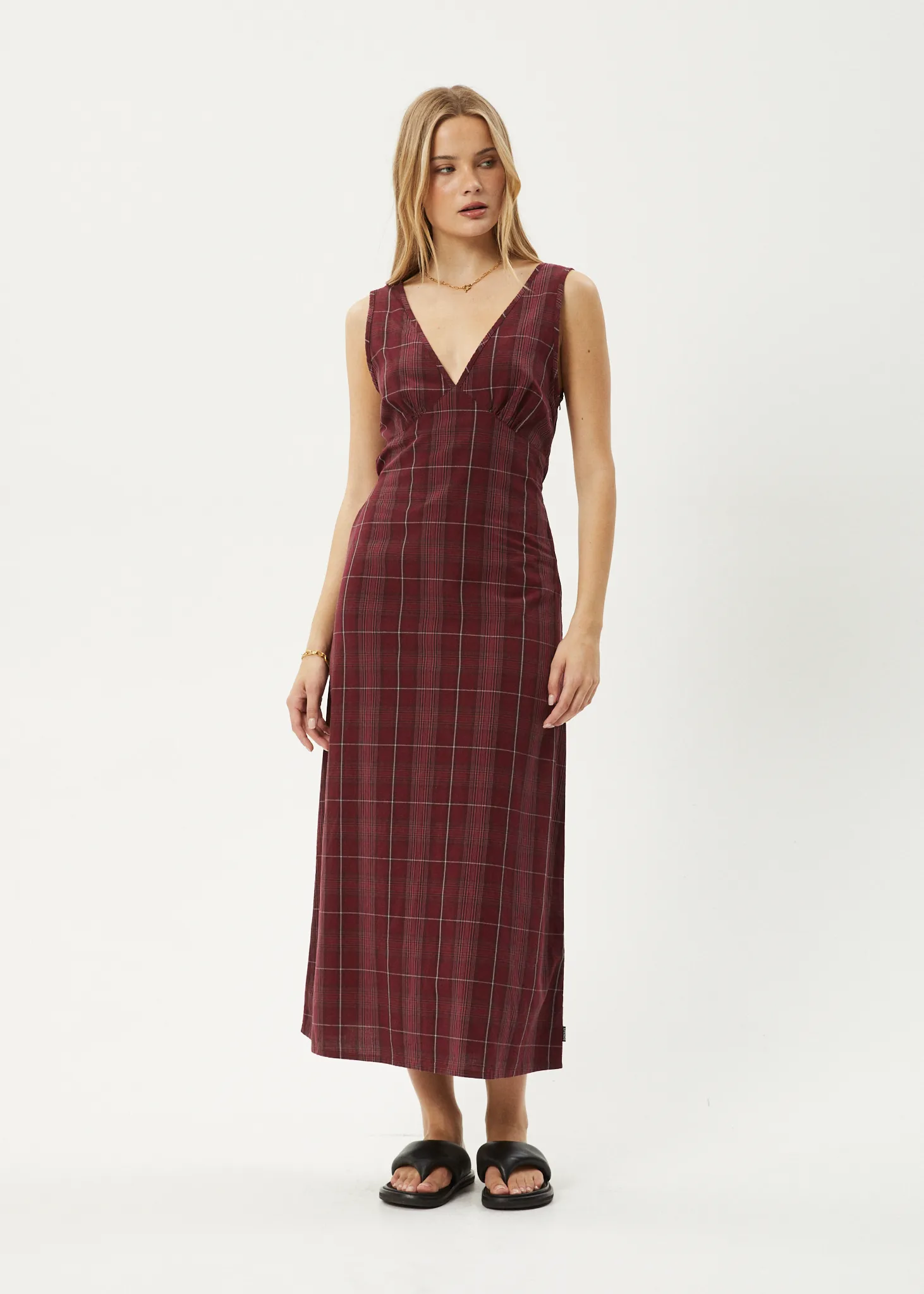 AFENDS Womens Eboni - Check Maxi Dress - Port