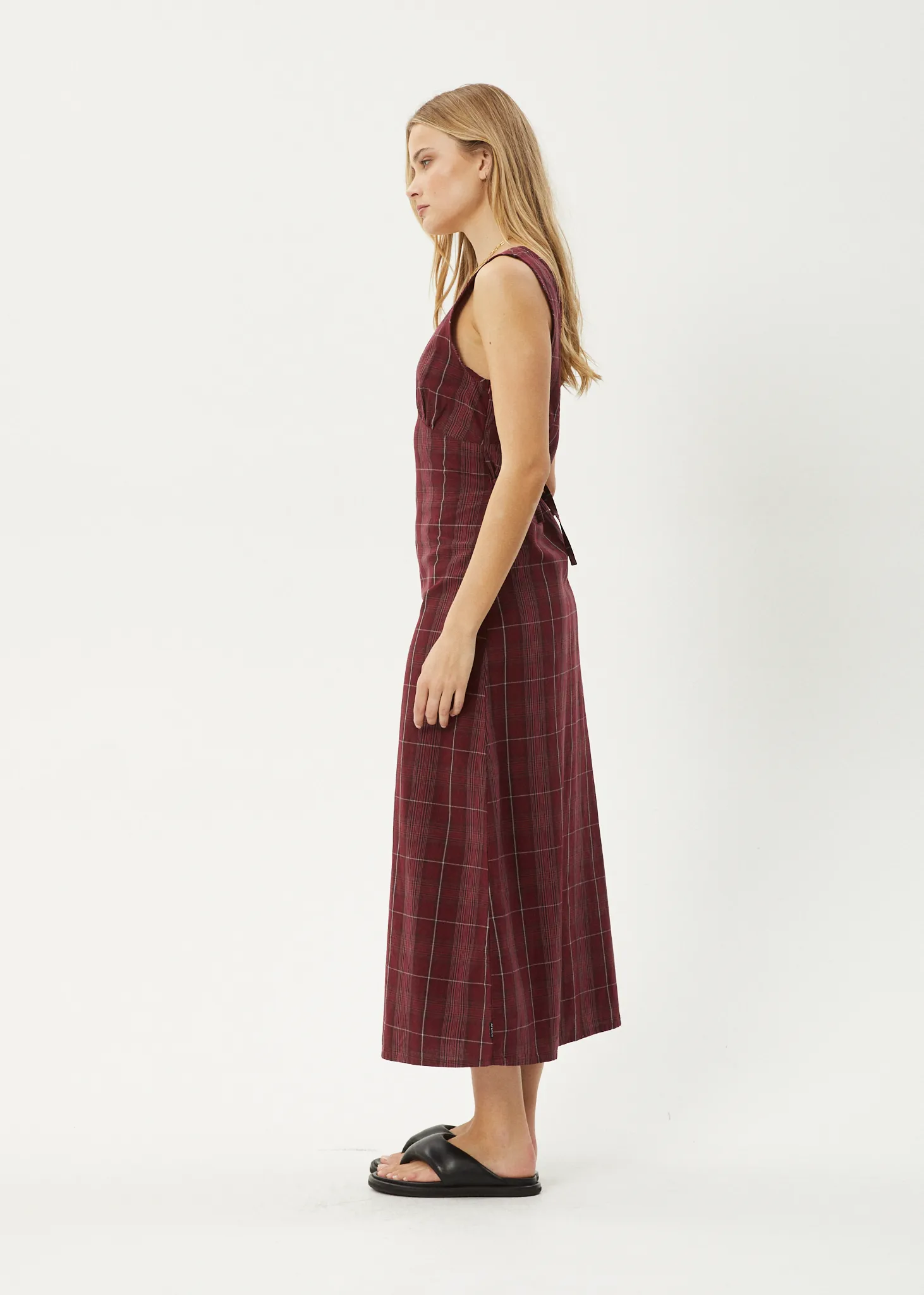 AFENDS Womens Eboni - Check Maxi Dress - Port