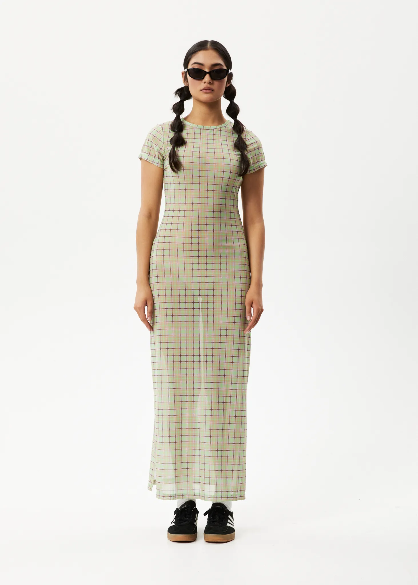 AFENDS Womens Kali - Sheer Maxi Dress - Pistachio Check