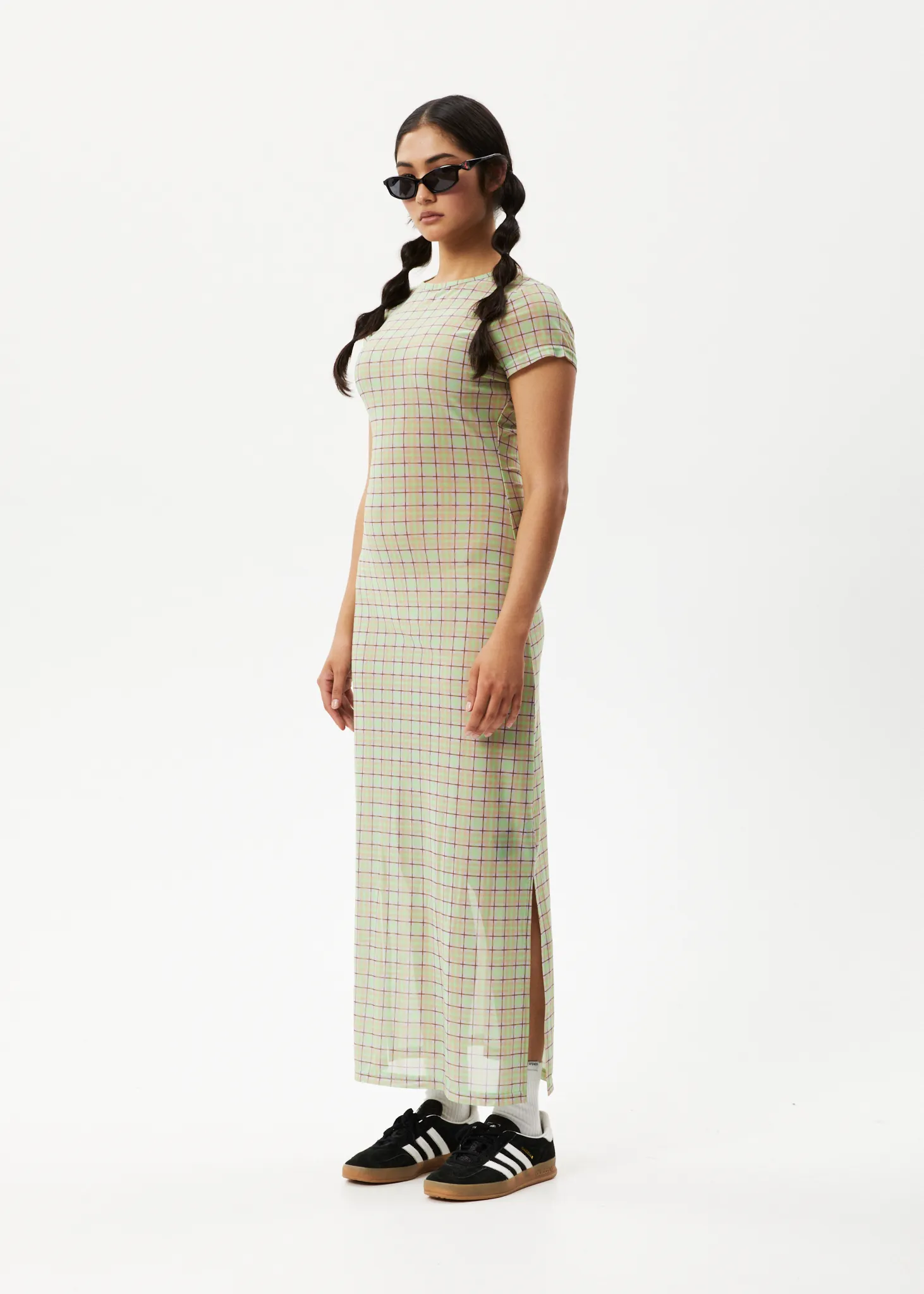 AFENDS Womens Kali - Sheer Maxi Dress - Pistachio Check