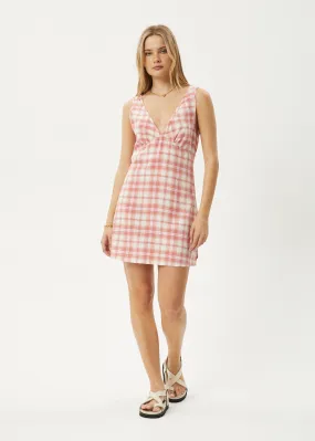 AFENDS Womens Kayla - Check Mini Dress - Pink Check