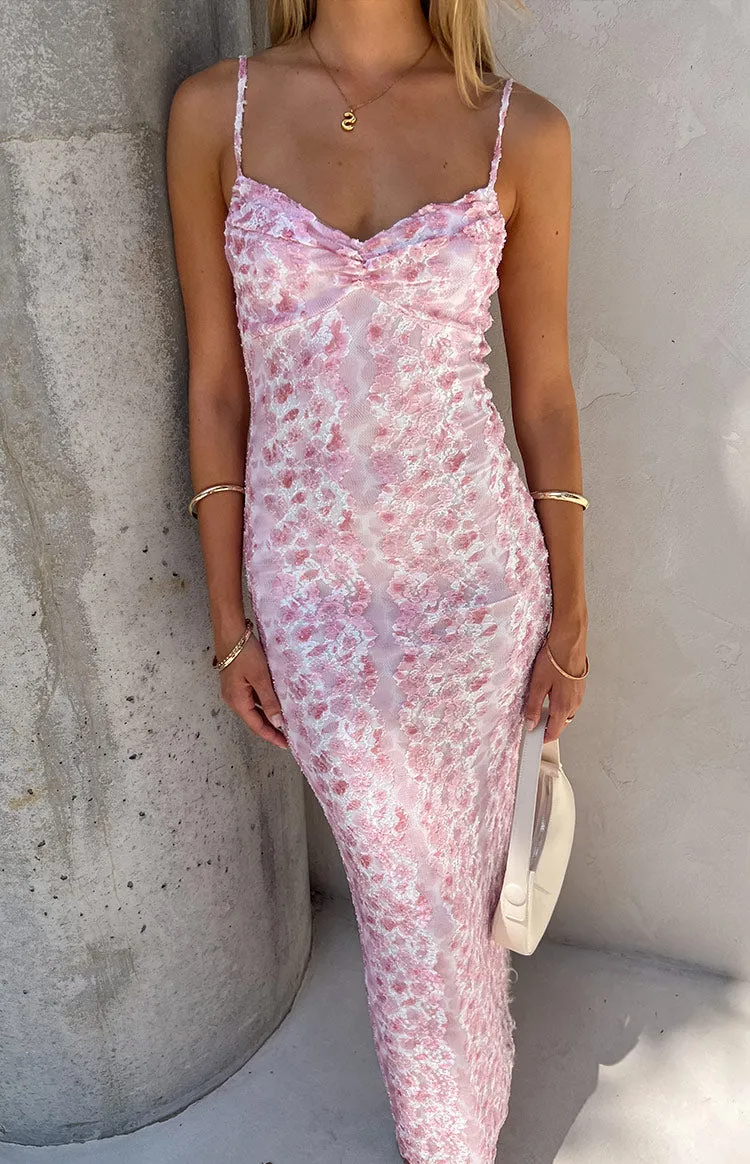 Alanna Pink Lace Maxi Dress