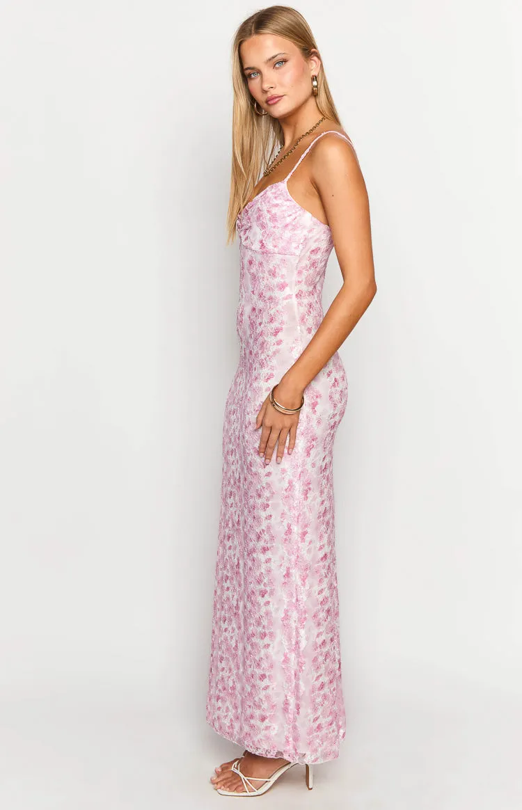 Alanna Pink Lace Maxi Dress