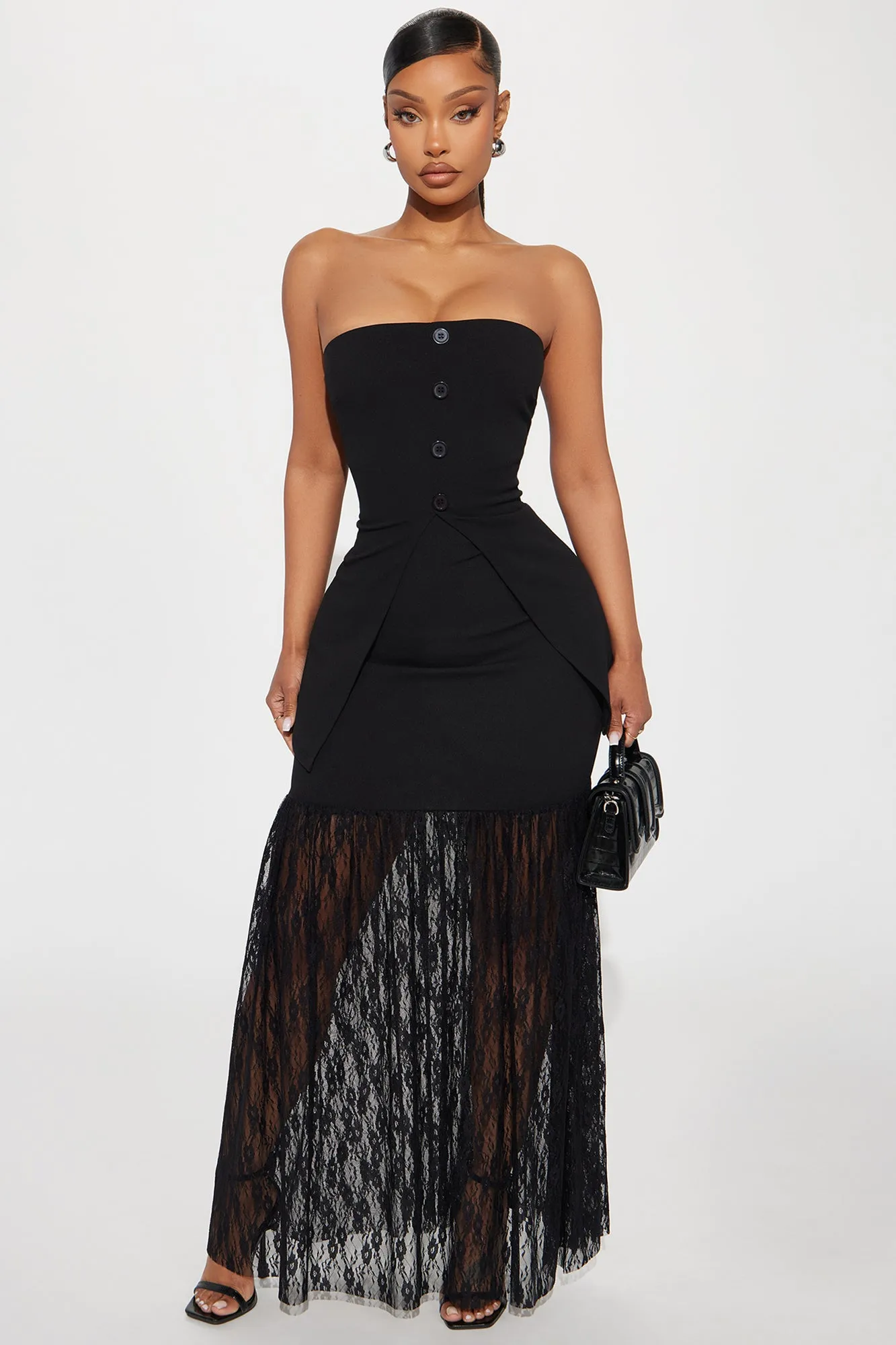 Alison Lace Maxi Dress - Black