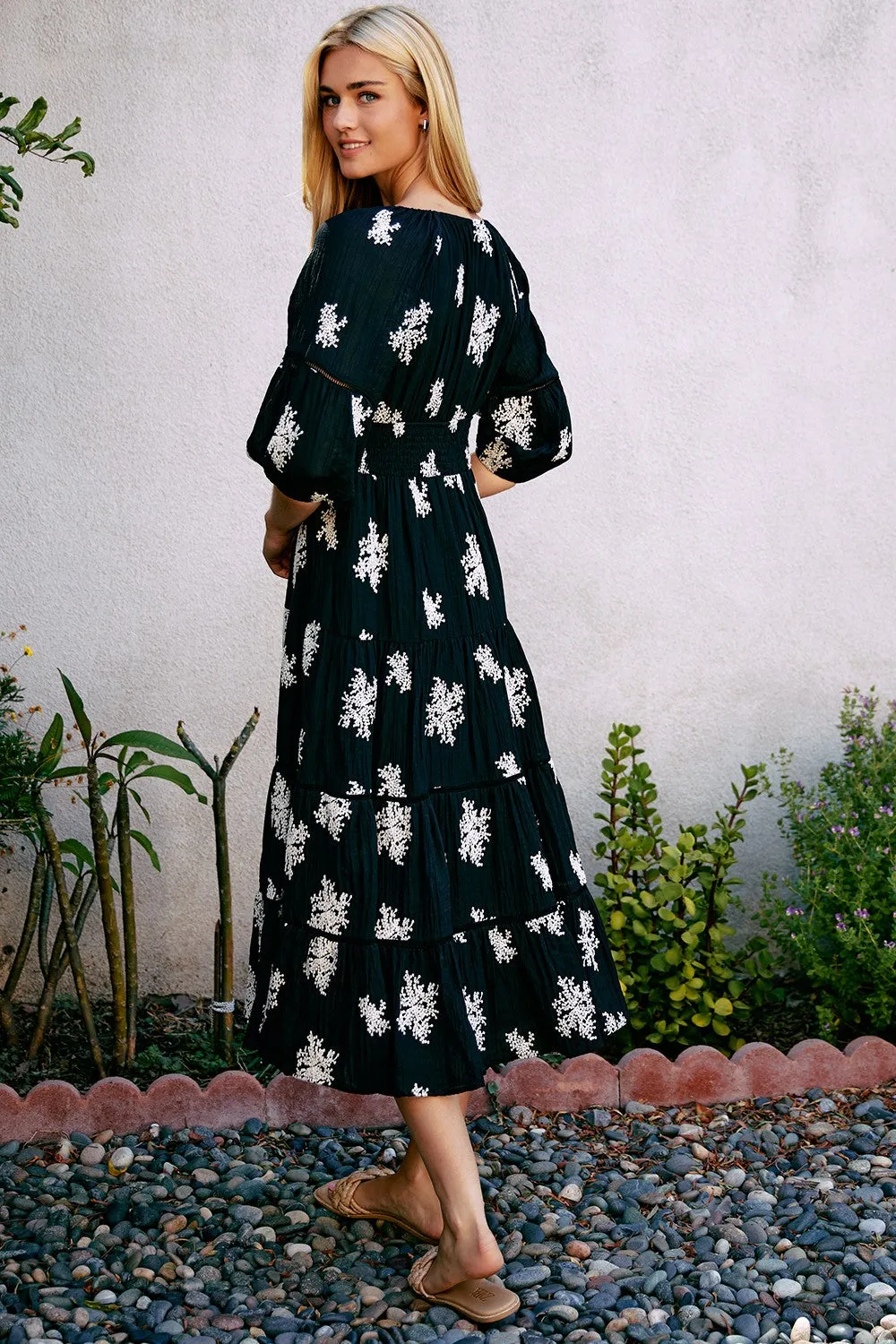 All Over Embroidery Cotton Maxi Dress