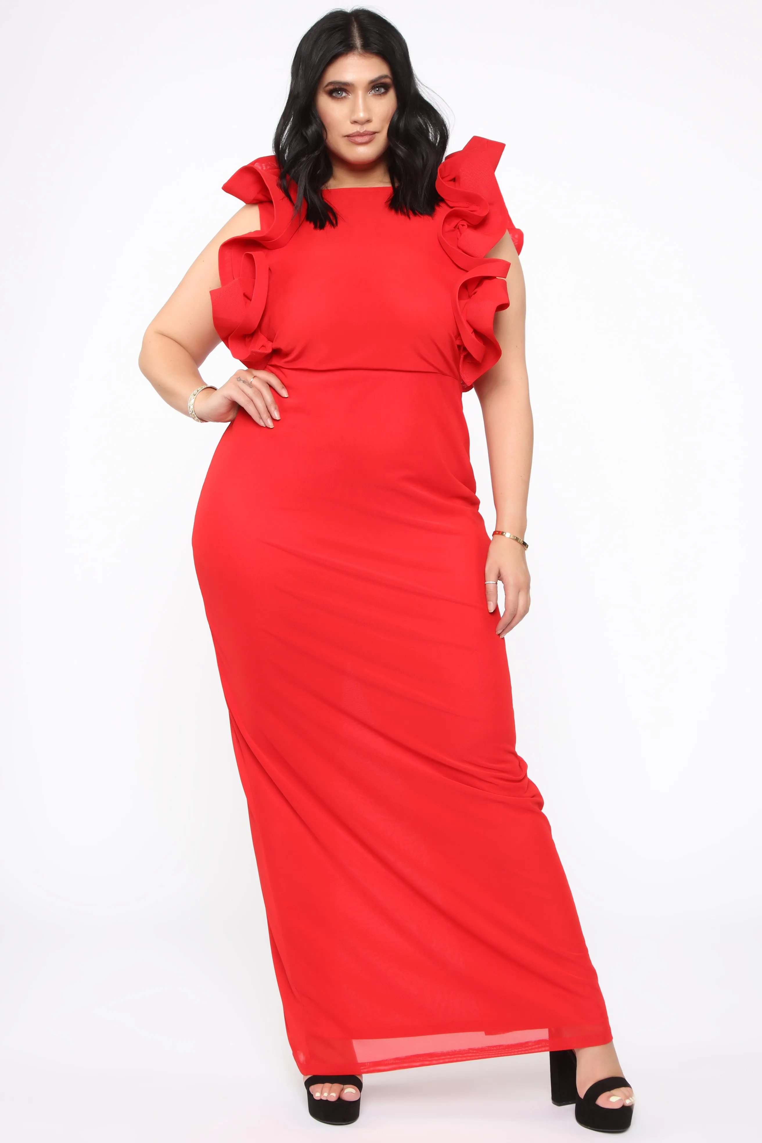 Always A Good Time Ruffle Maxi Dress - Red