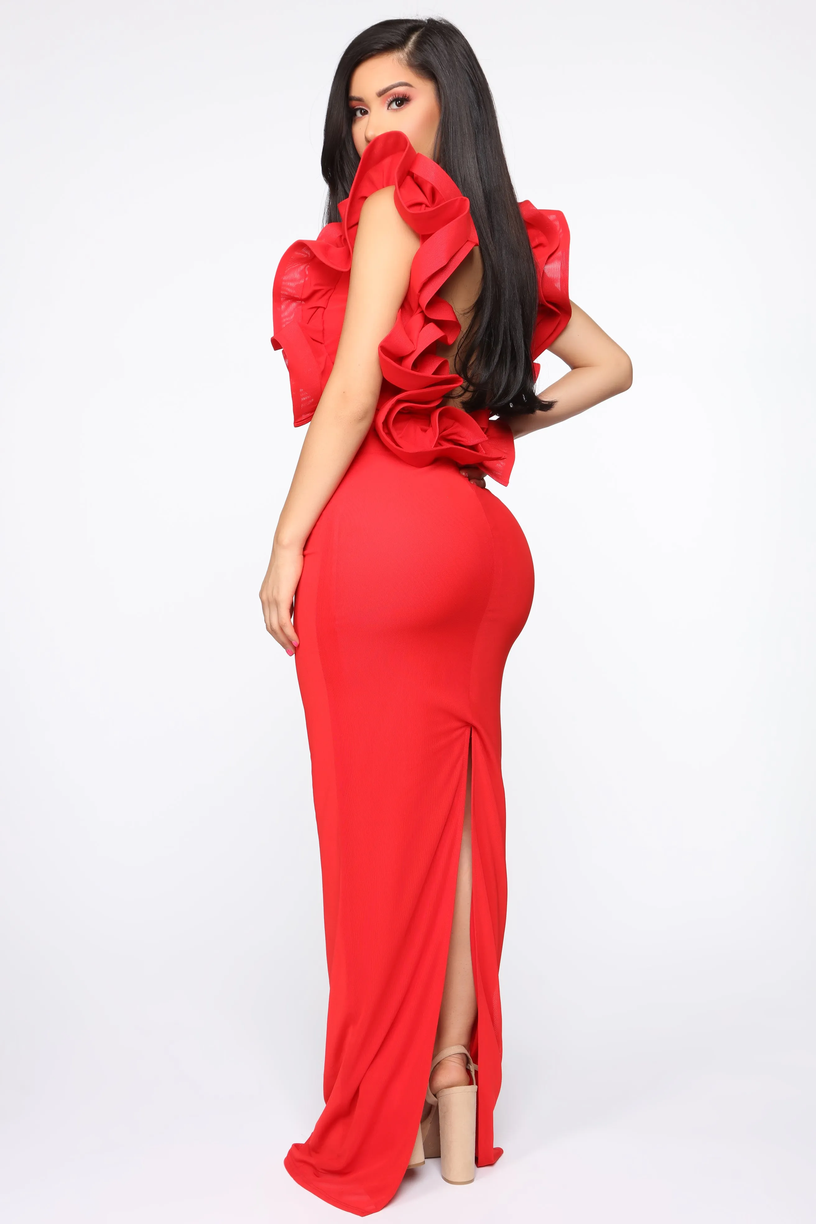 Always A Good Time Ruffle Maxi Dress - Red