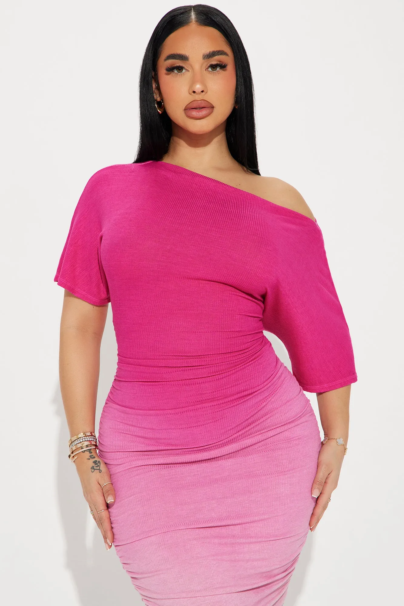 Amara Off Shoulder Maxi Dress - Pink