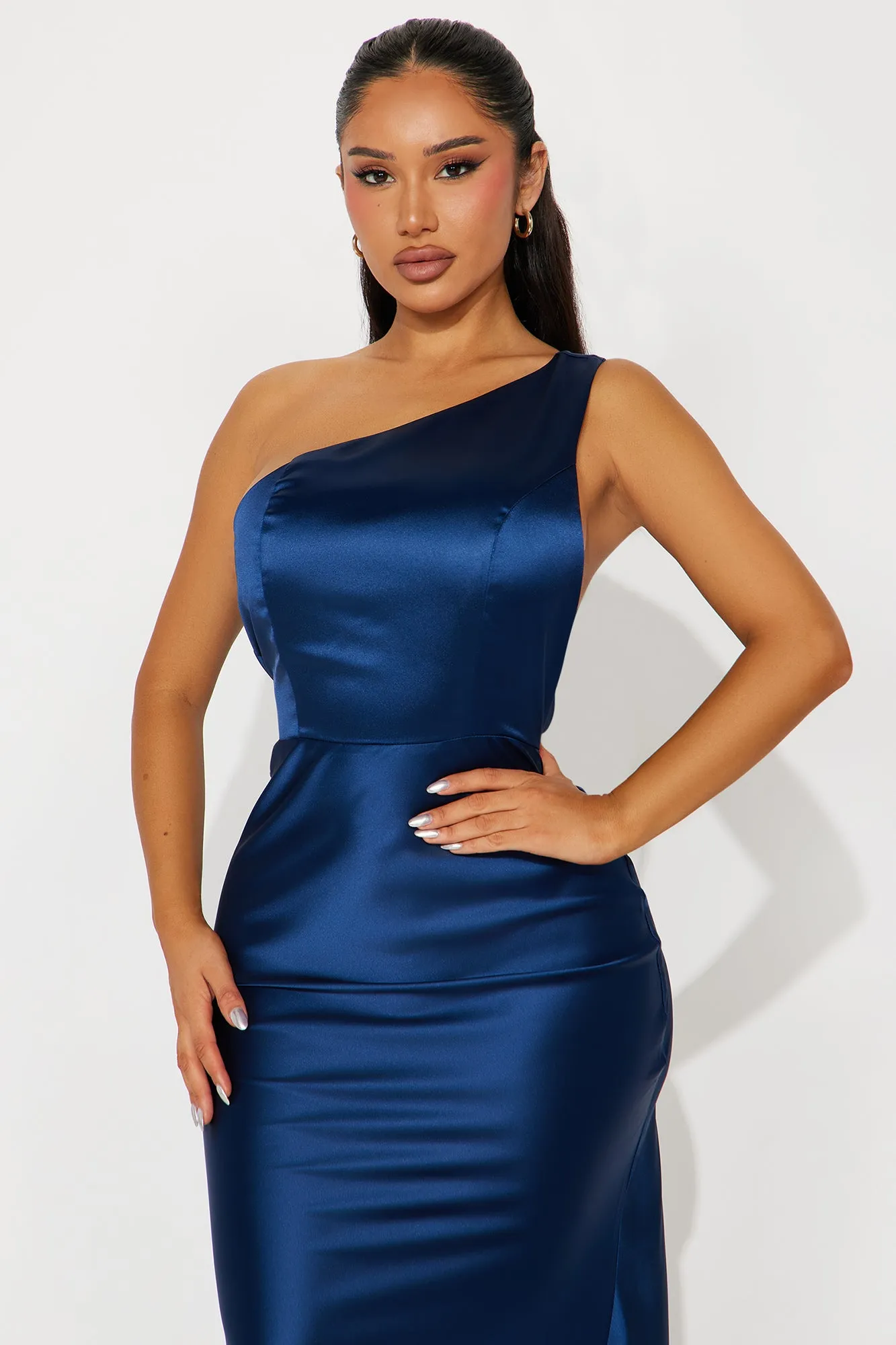 Angela Satin Maxi Dress - Navy