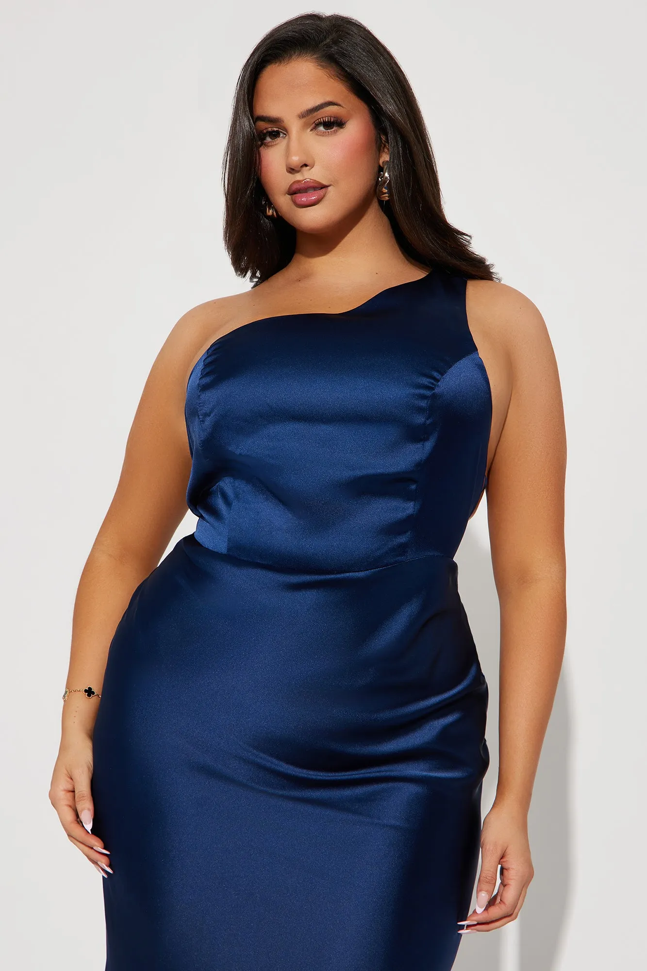 Angela Satin Maxi Dress - Navy