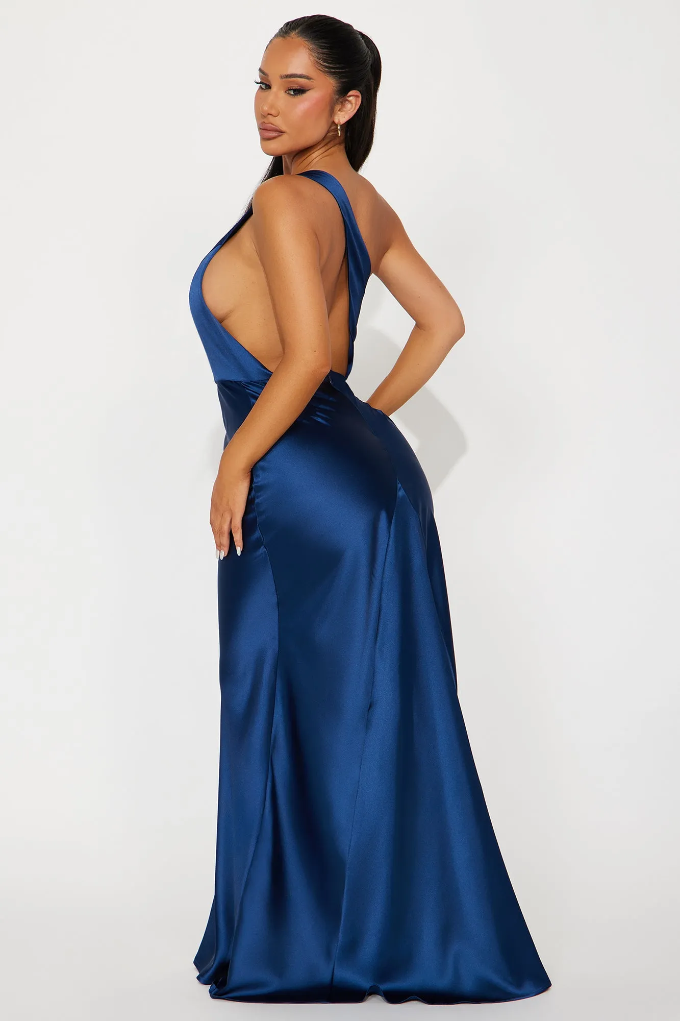 Angela Satin Maxi Dress - Navy