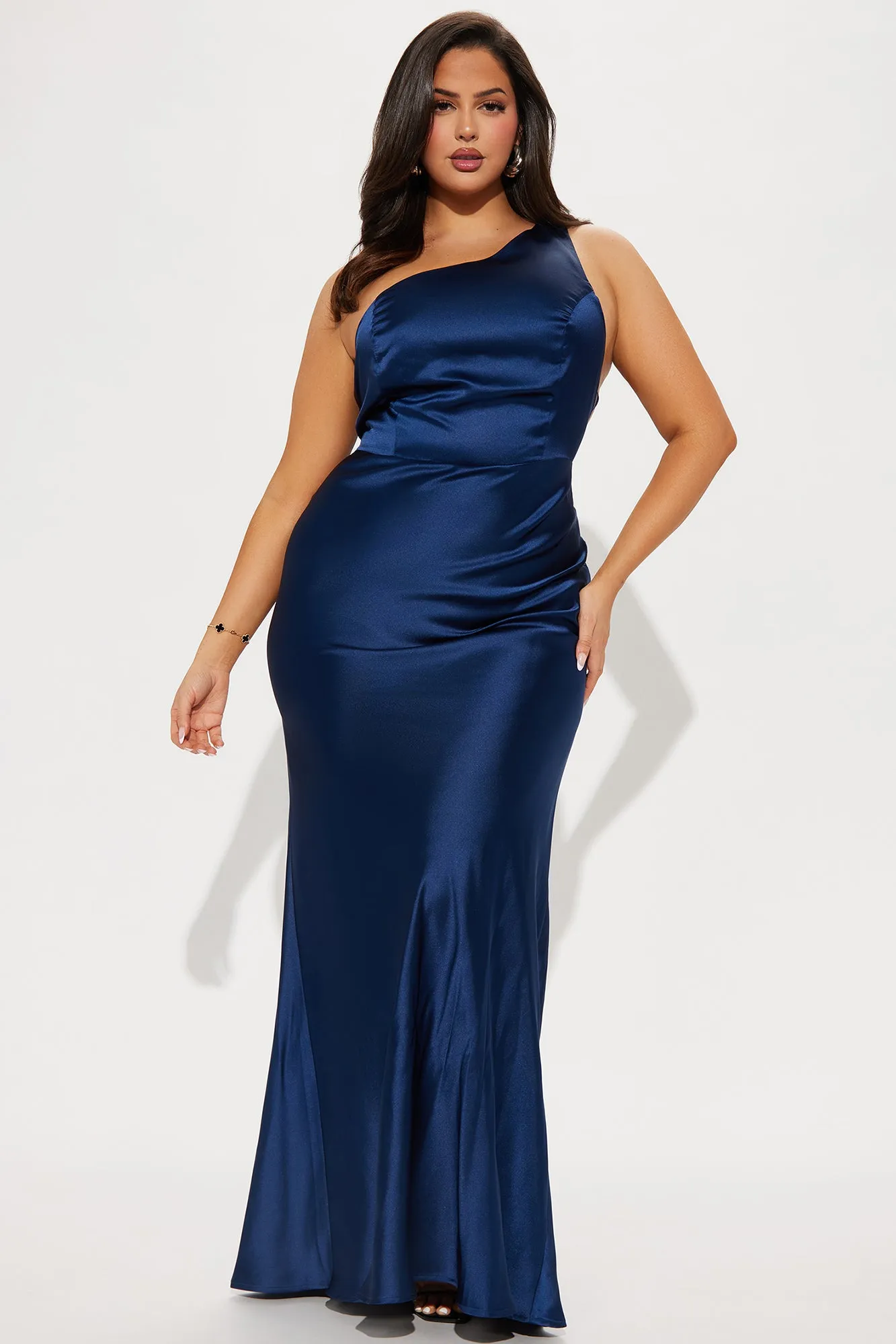 Angela Satin Maxi Dress - Navy