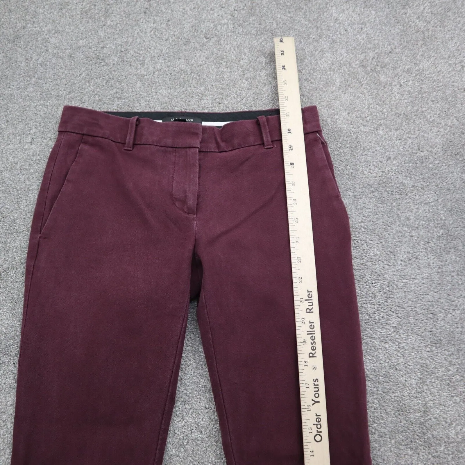 ANN Taylor Womens Chino Pants Straight Leg Mid Rise Stretch Maroon Size 00P