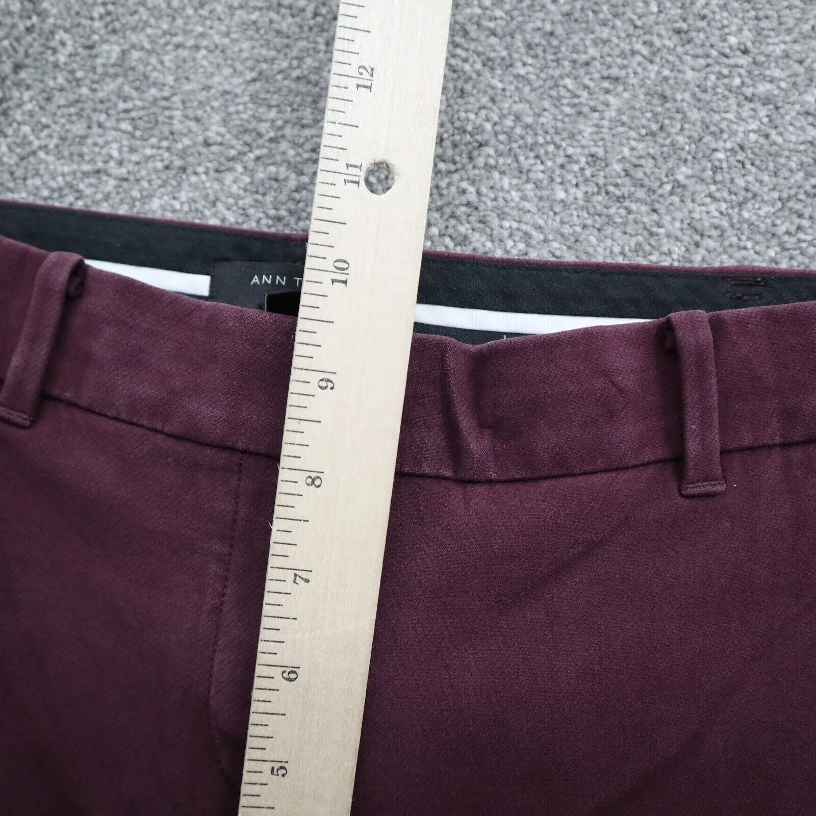 ANN Taylor Womens Chino Pants Straight Leg Mid Rise Stretch Maroon Size 00P