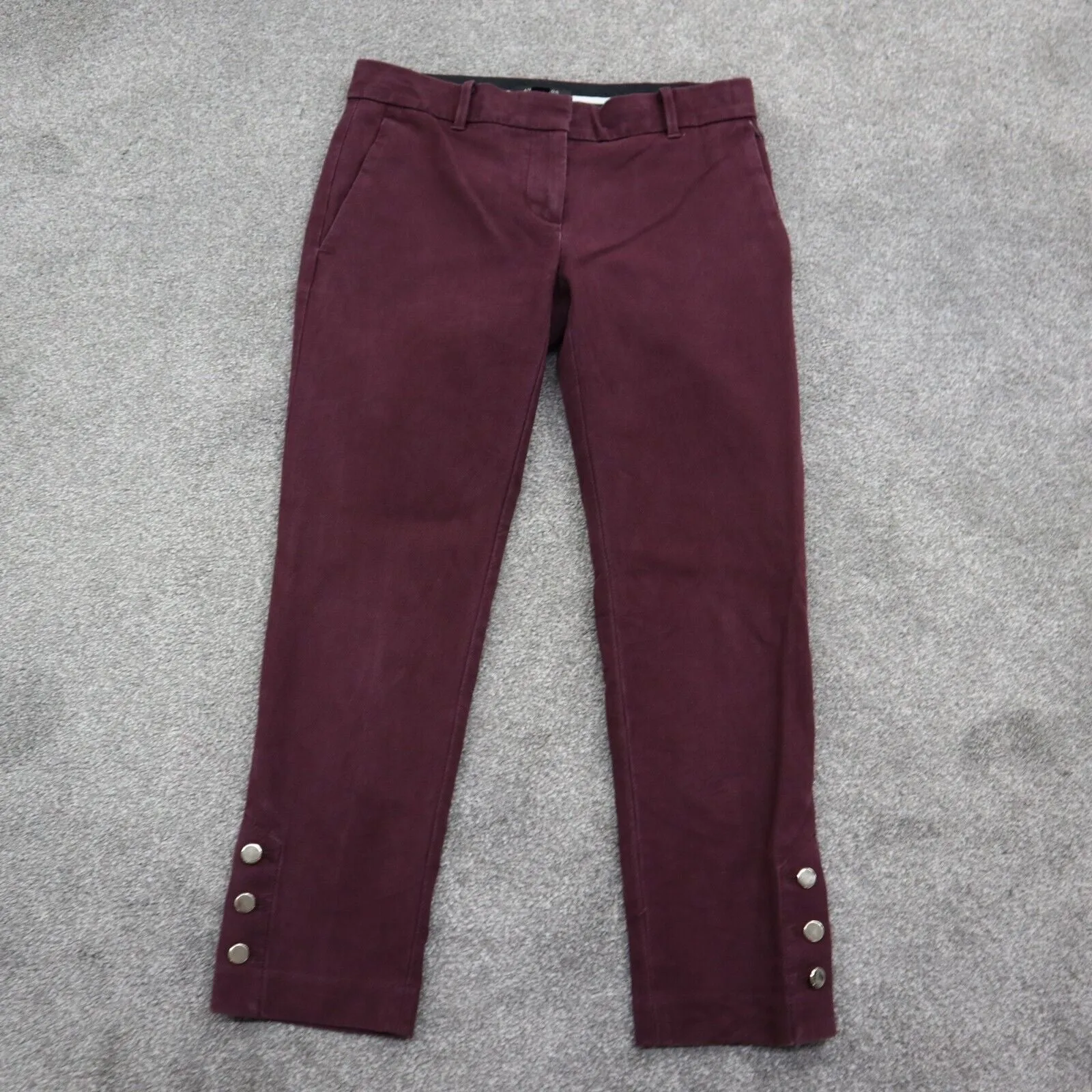 ANN Taylor Womens Chino Pants Straight Leg Mid Rise Stretch Maroon Size 00P