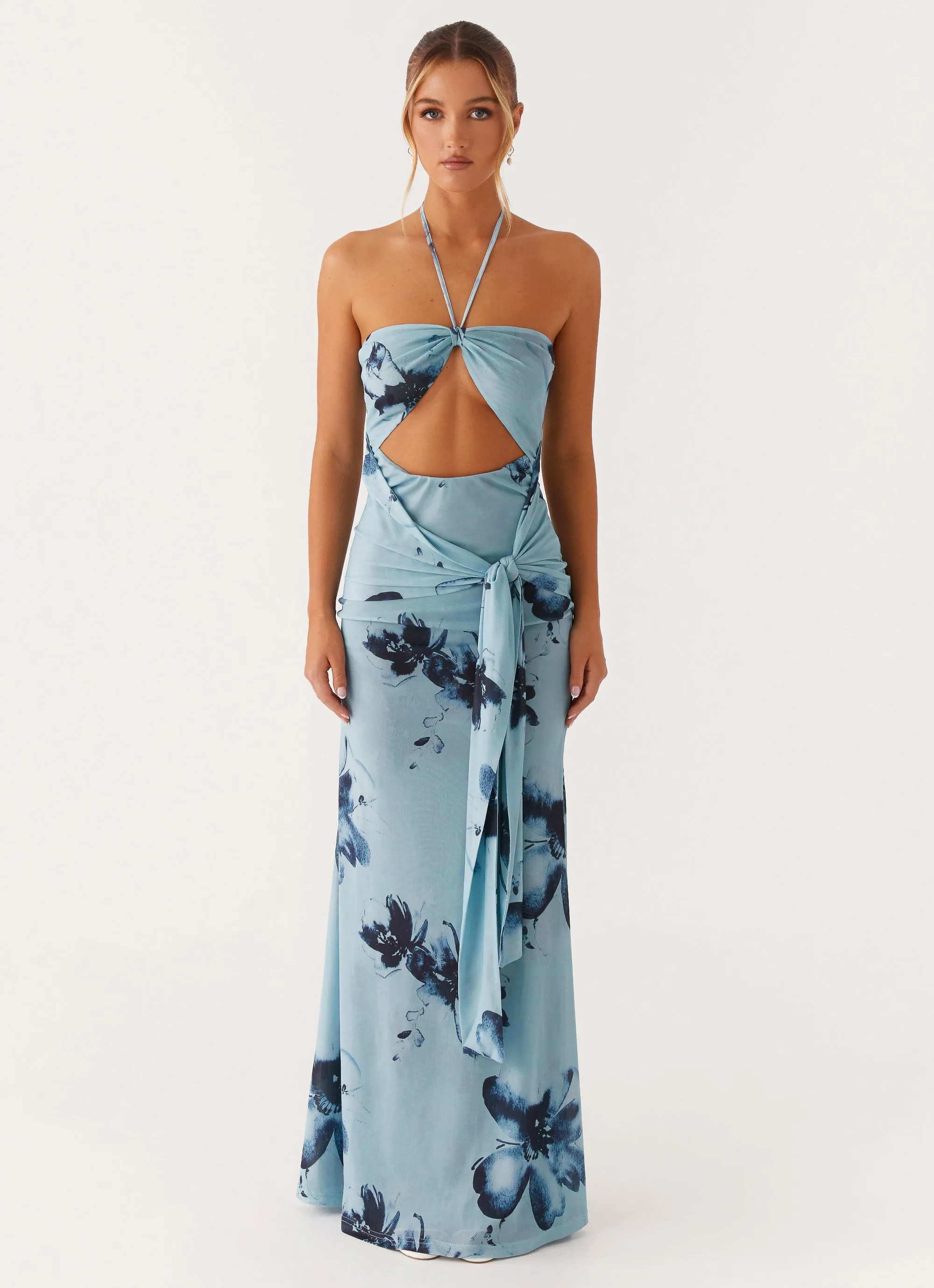 Antonia Maxi Dress - Black Blue Floral