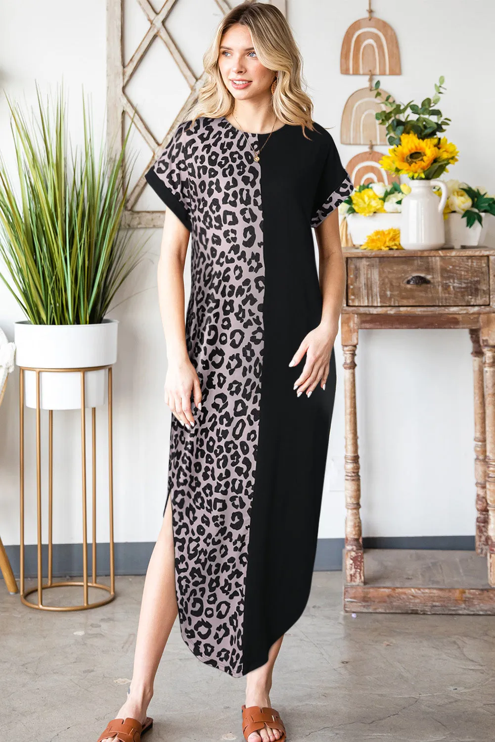 *APP EXCLUSIVE* Leopard Colorblock Maxi Dress