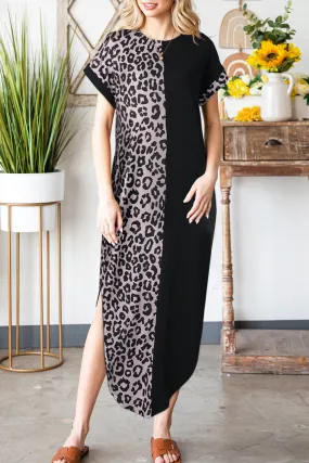 *APP EXCLUSIVE* Leopard Colorblock Maxi Dress