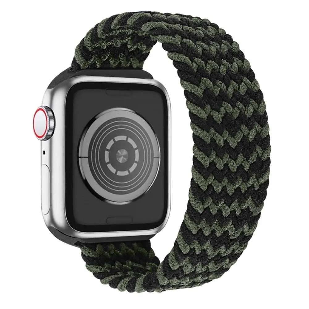 Apple Watch (45mm) elastic watch strap - Black / Green / Size: L