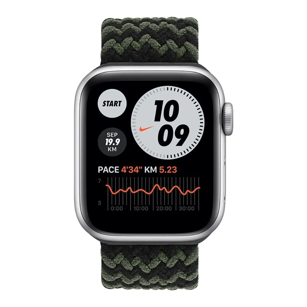 Apple Watch (45mm) elastic watch strap - Black / Green / Size: L