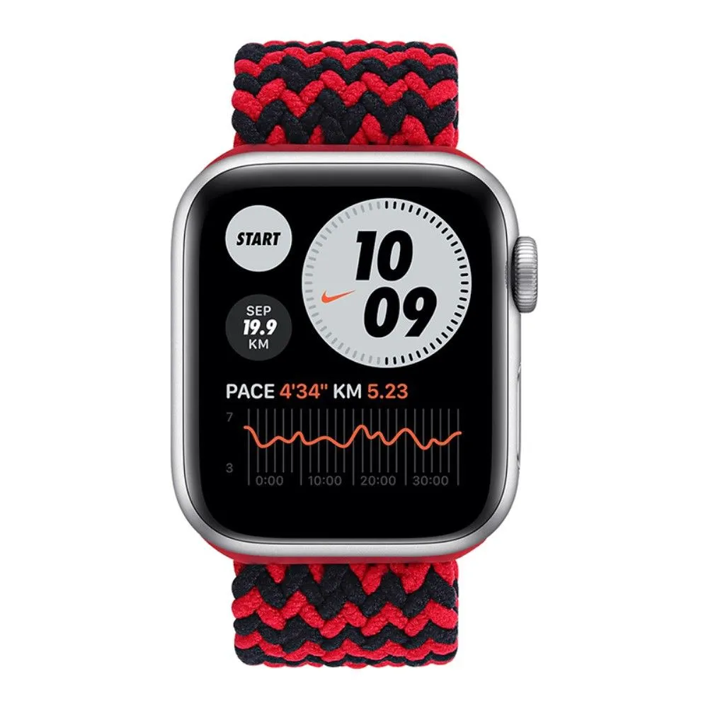 Apple Watch (45mm) elastic watch strap - Black / Red / Size: XL