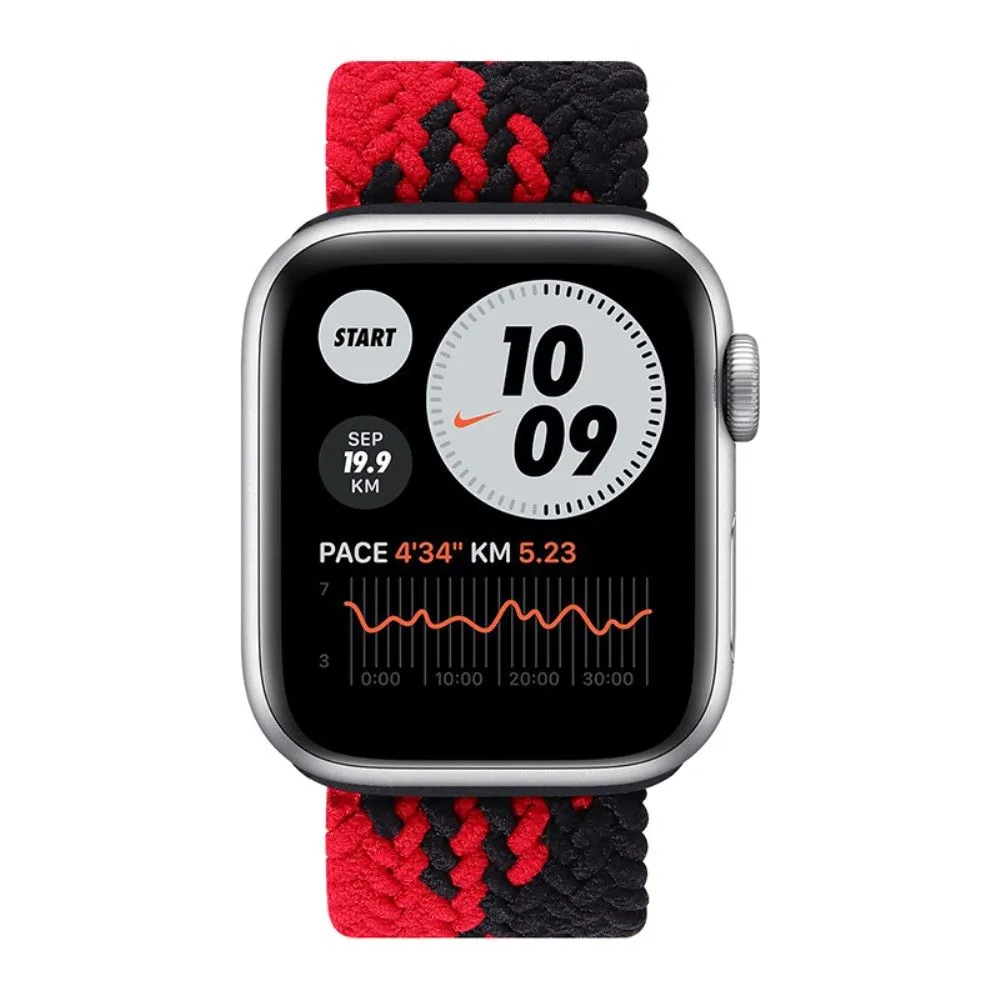 Apple Watch (45mm) elastic watch strap - Black / Red Splicing / Size: XL