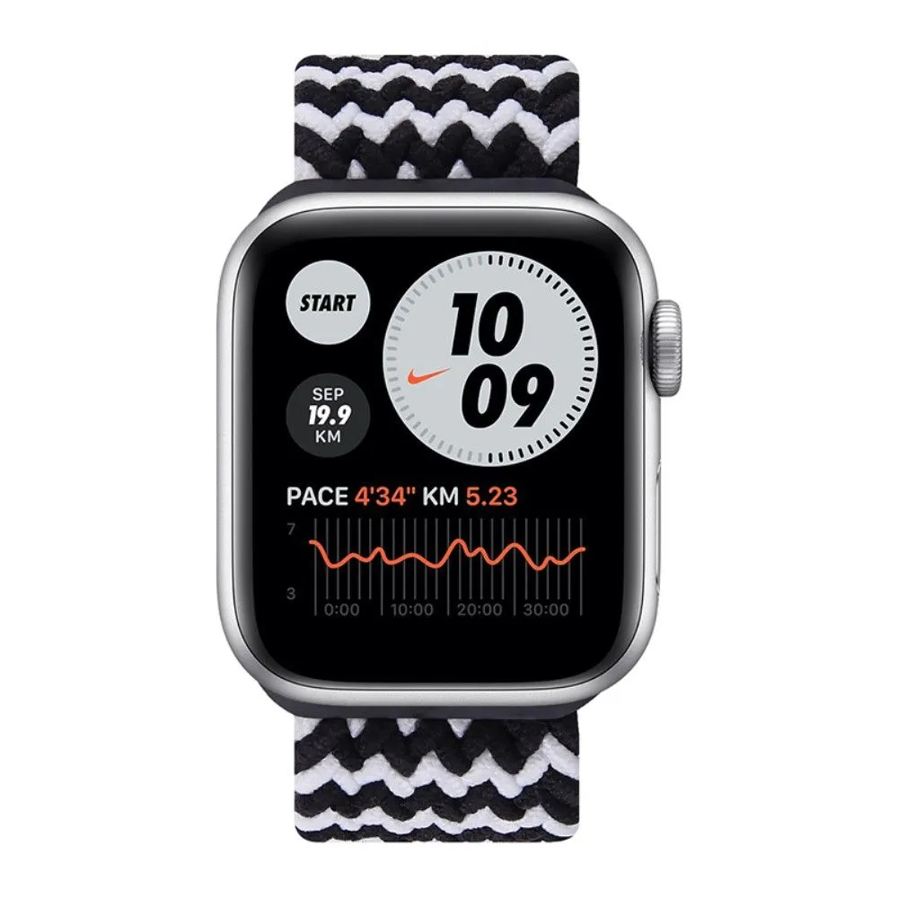 Apple Watch (45mm) elastic watch strap - Black / White / Size: XL