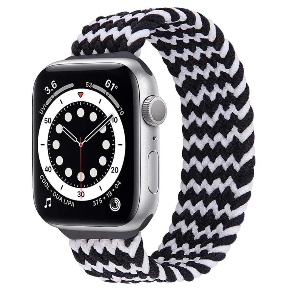 Apple Watch (45mm) elastic watch strap - Black / White / Size: XL