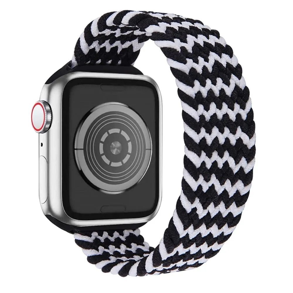 Apple Watch (45mm) elastic watch strap - Black / White / Size: XL