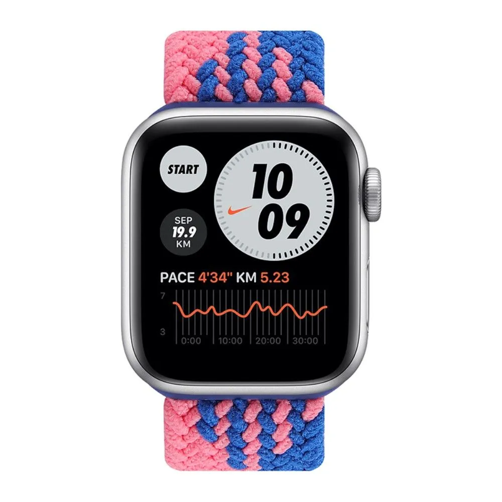 Apple Watch (45mm) elastic watch strap - Blue / Pink Splicing / Size: S