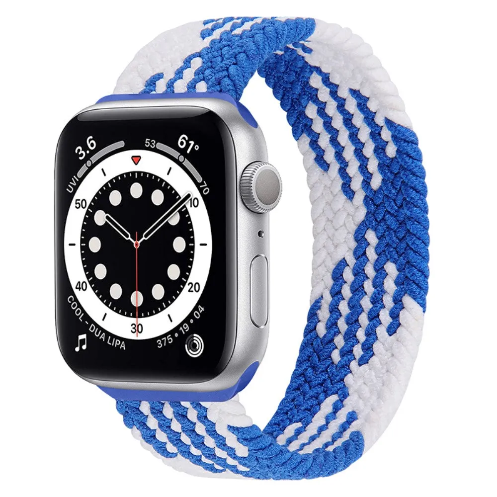 Apple Watch (45mm) elastic watch strap - Blue / White Splicing / Size: L