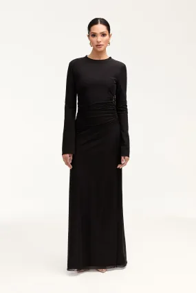 Arianna Rouched Maxi Dress - Black