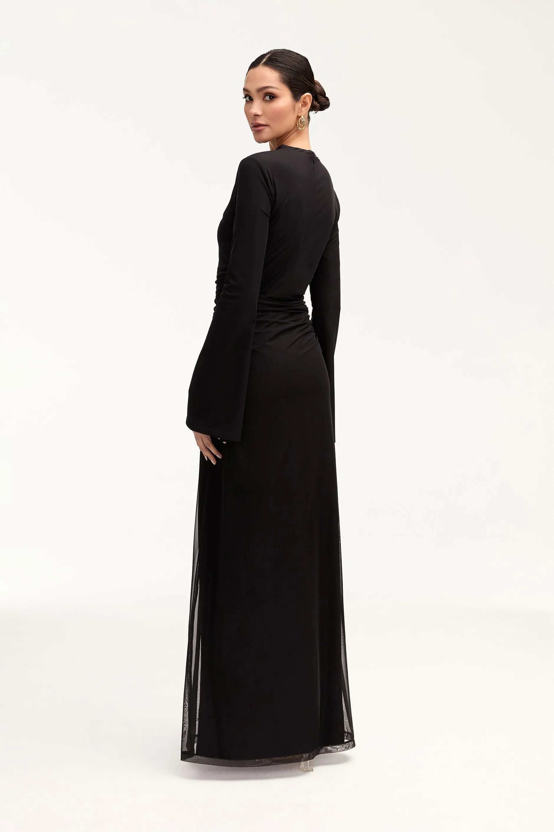 Arianna Rouched Maxi Dress - Black