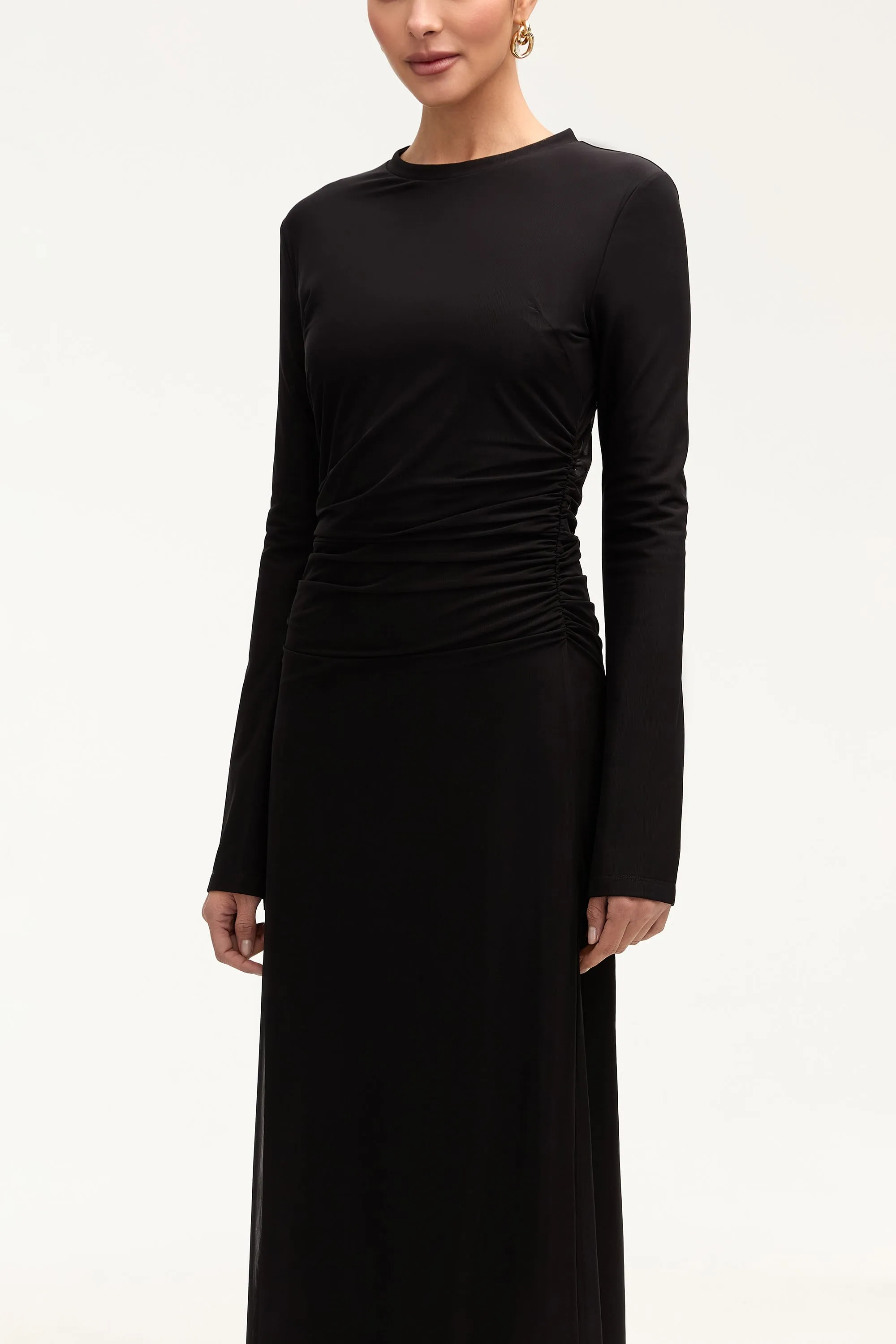 Arianna Rouched Maxi Dress - Black