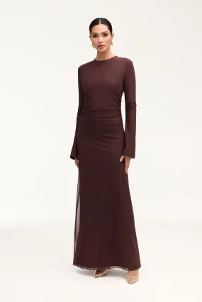 Arianna Rouched Maxi Dress - Espresso