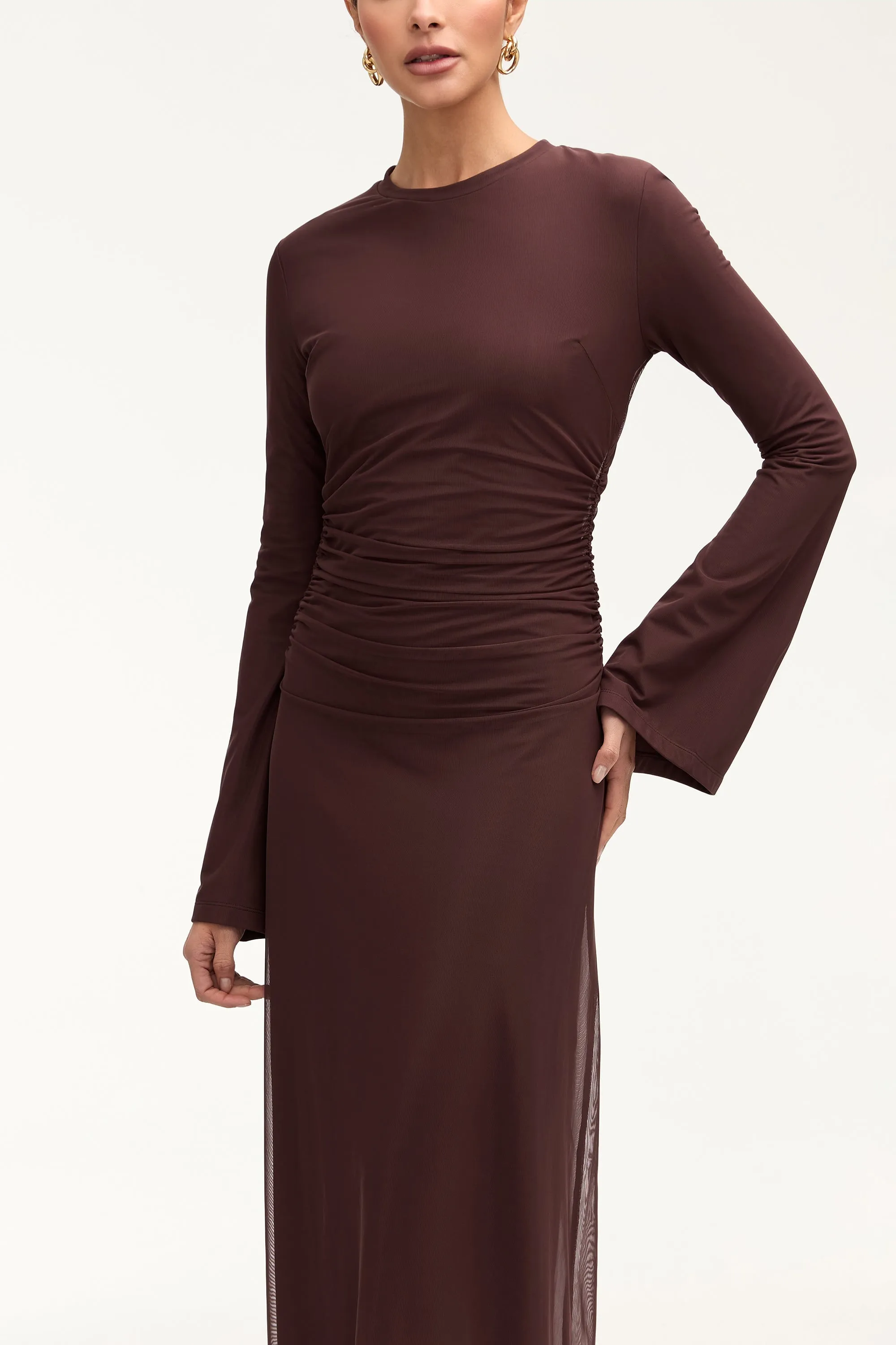 Arianna Rouched Maxi Dress - Espresso